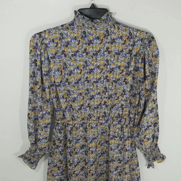 {AVANTLOOK} Printed High Collar Dress In Purple Multi - Picture 7 of 17